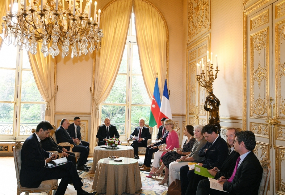 President Ilham Aliyev met with president of French National Assembly in Paris VIDEO