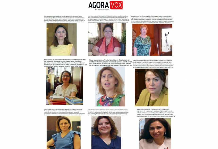 AgoraVox a publié un article consacré à la place et au rôle des femmes dans la société azerbaïdjanaise