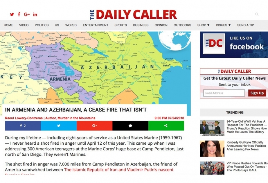 “The Daily Caller”: “Ermənistan və Azərbaycan: əslində mövcud olmayan atəşkəs rejimi”