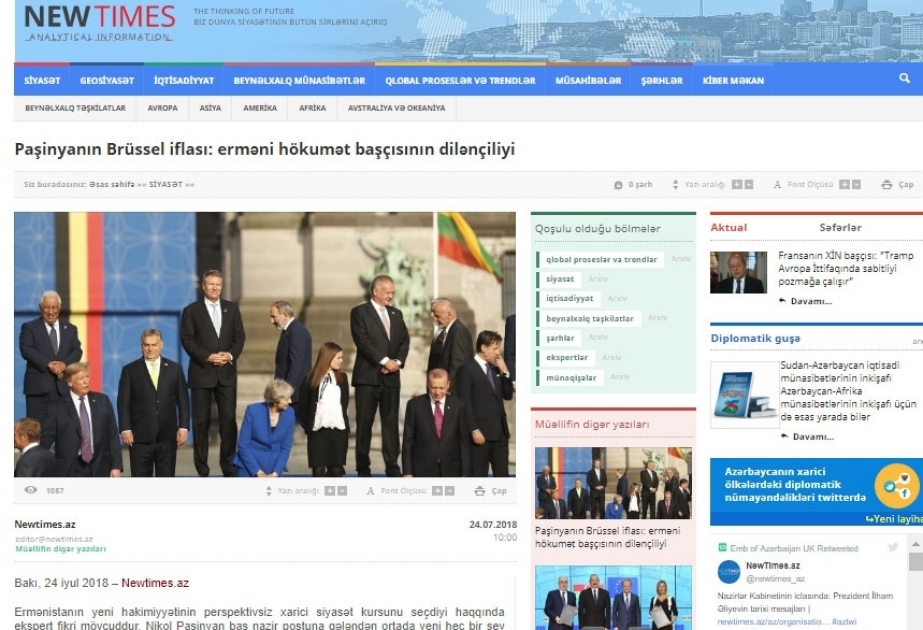 Paşinyanın Brüssel iflası: erməni hökumət başçısının dilənçiliyi