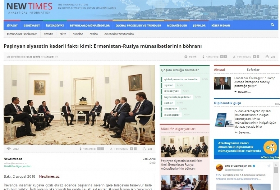 Paşinyan siyasətin kədərli faktı kimi: Ermənistan-Rusiya münasibətlərinin böhranı