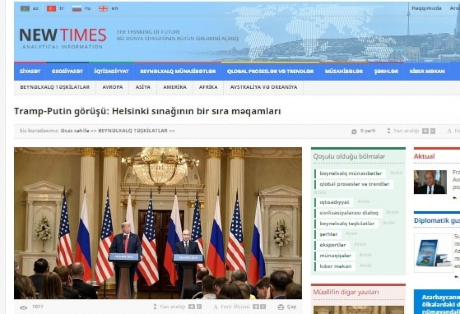 Tramp-Putin görüşü: Helsinki sınağının bir sıra məqamları