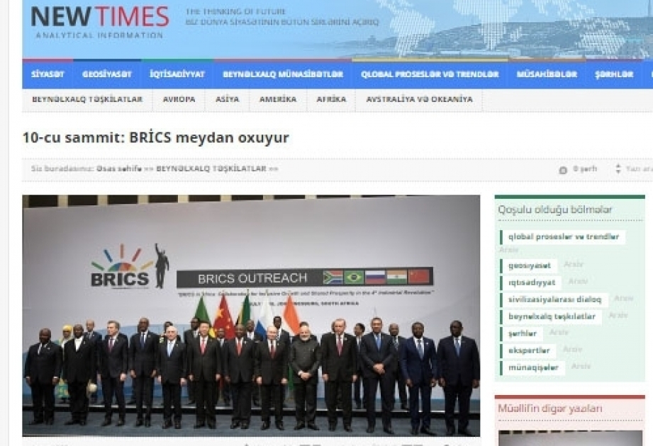 10-cu sammit: BRİCS meydan oxuyur