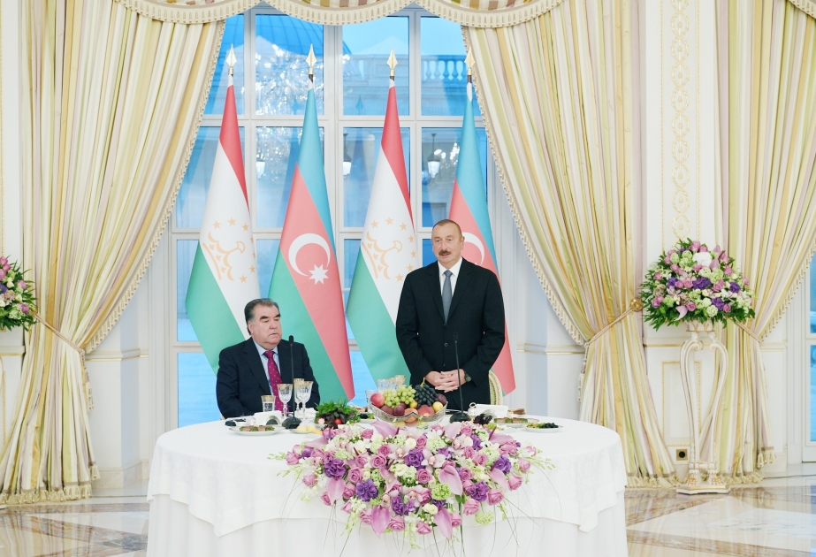 President Ilham Aliyev hosted official reception in honor of Tajik President Emomali Rahmon VIDEO