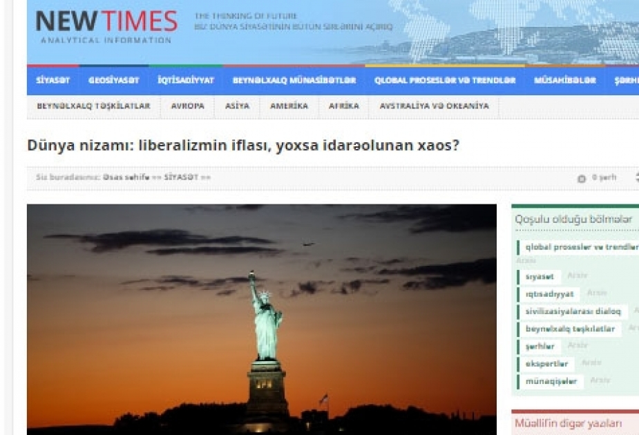 Dünya nizamı: liberalizmin iflası, yoxsa idarəolunan xaos?
