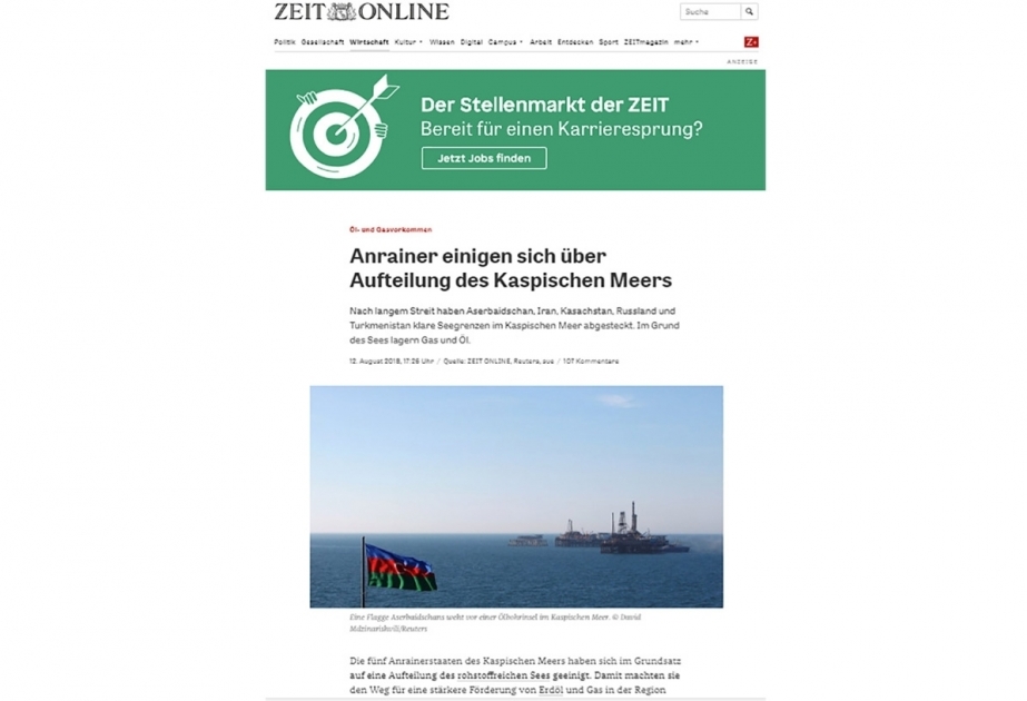 Xəzəryanı ölkələrin dövlət başçılarının V Zirvə toplantısı Almaniya mətbuatında işıqlandırılıb