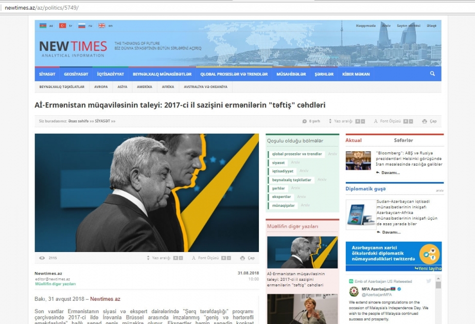 Aİ-Ermənistan müqaviləsinin taleyi: 2017-ci il sazişini ermənilərin "təftiş" cəhdləri