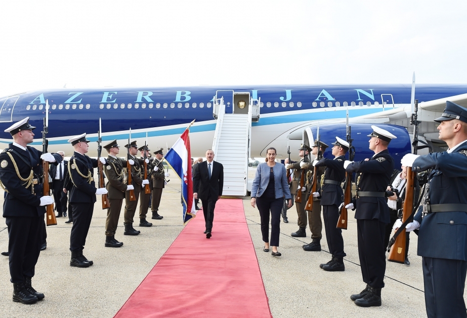 Präsident Ilham Aliyev zu Staatsbesuch in Kroatien eingetroffen VIDEO