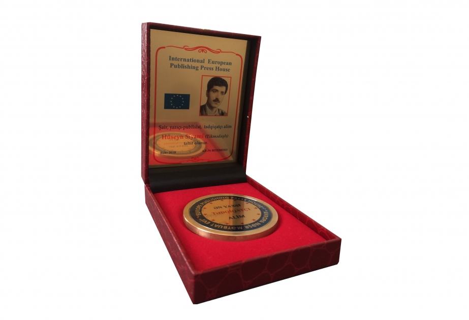 Tədqiqatçı Hüseyn Siyami Beynəlxalq “Avropa nəşr mətbuat evi”nin qızıl medalı ilə təltif olunub