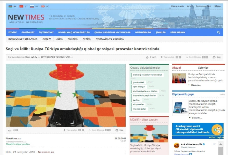Soçi və İdlib: Rusiya-Türkiyə əməkdaşlığı qlobal geosiyasi proseslər kontekstində