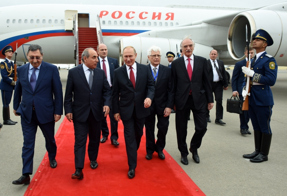 Russian President Vladimir Putin arrives in Azerbaijan for working visit