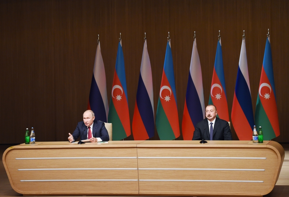 Baku hosted official opening ceremony of 9th Azerbaijan-Russia Interregional Forum Azerbaijani President Ilham Aliyev and Russian President Vladimir Putin attended the ceremony VIDEO