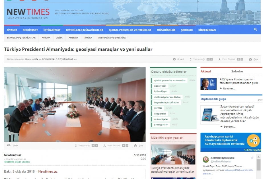 Türkiyə Prezidenti Almaniyada: geosiyasi maraqlar və yeni suallar