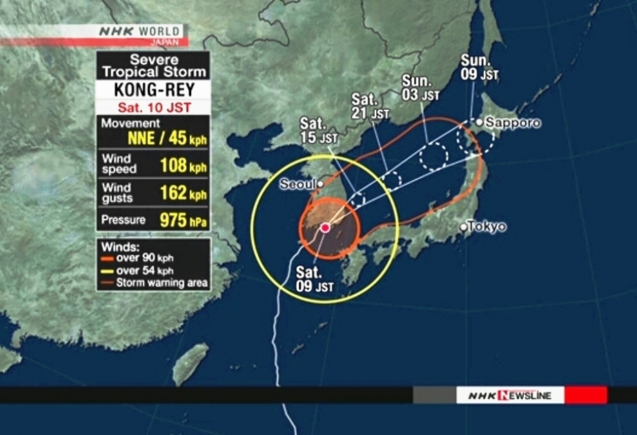 “Konq-rey” tufanı Yaponiyanın cənub-qərb rayonlarına çatıb