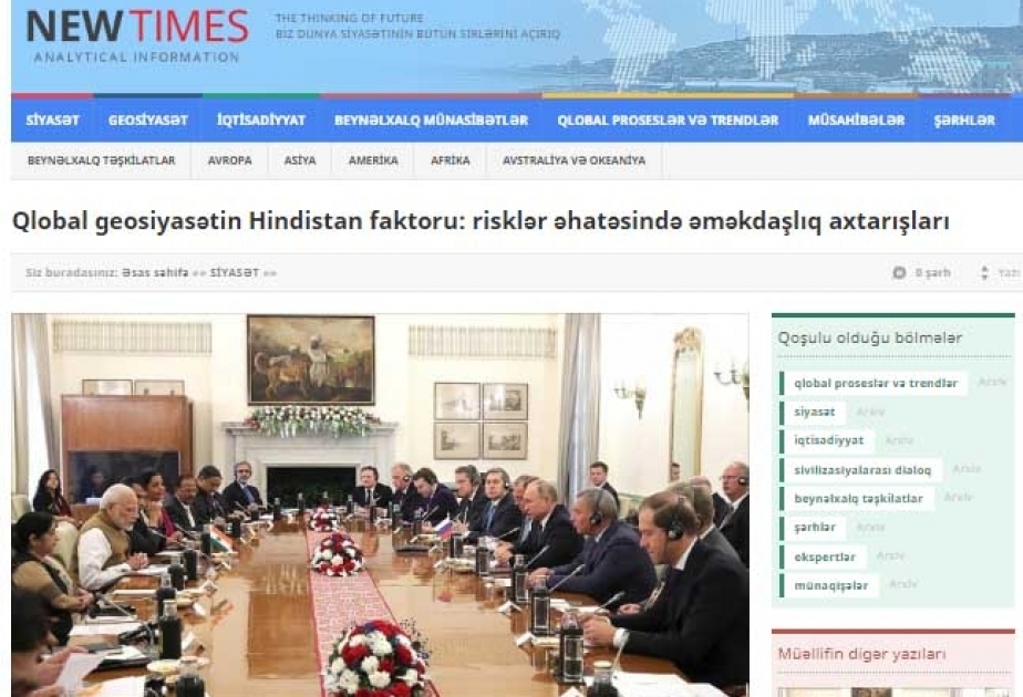 Qlobal geosiyasətin Hindistan faktoru: risklər əhatəsində əməkdaşlıq axtarışları