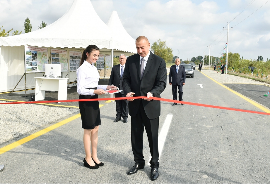 President Ilham Aliyev inaugurated Idrisgishlag-Gasimgishlag-Khaspolad-Zargava-Asparasti-Chaygishlag highway in Guba VIDEO