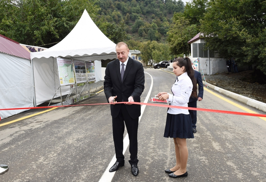 President Ilham Aliyev attended inauguration of Piran-Hamarat-Vijaker highway in Lerik district after renovation VIDEO