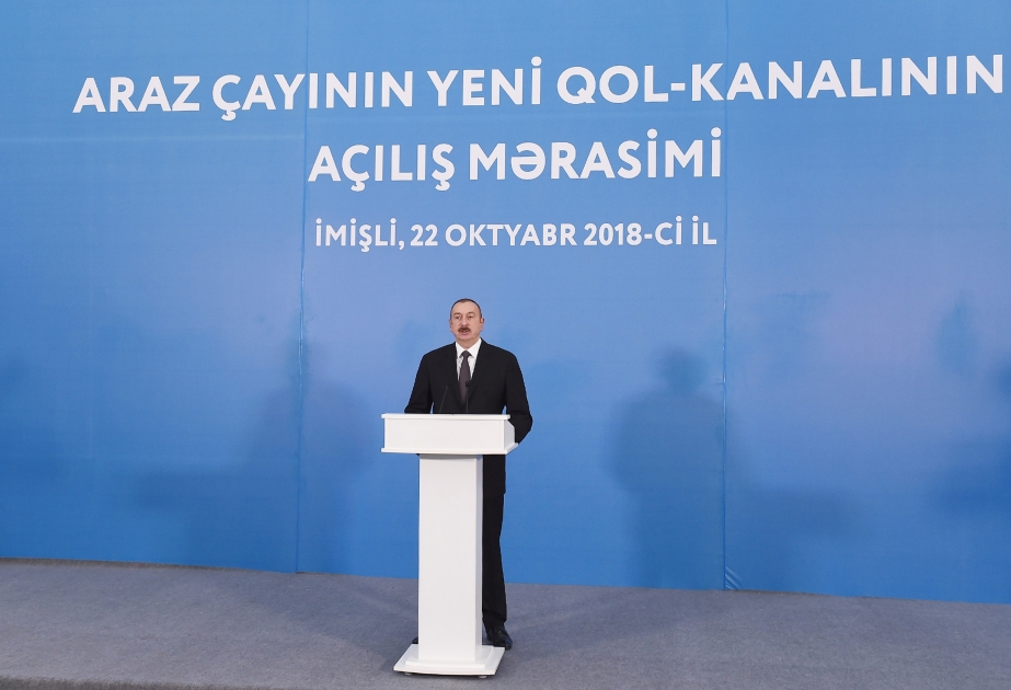 President Ilham Aliyev inaugurated distributary channel of Araz River in Imishli VIDEO