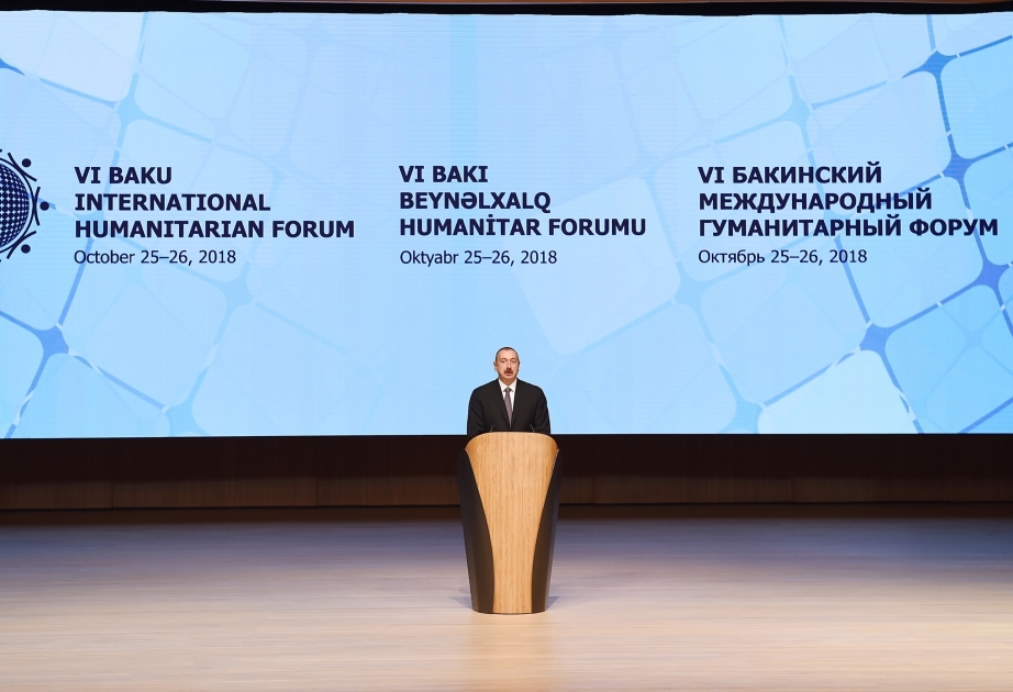 Le 6e Forum humanitaire international de Bakou entame son travail Le président azerbaïdjanais Ilham Aliyev participe à la cérémonie d’ouverture du Forum