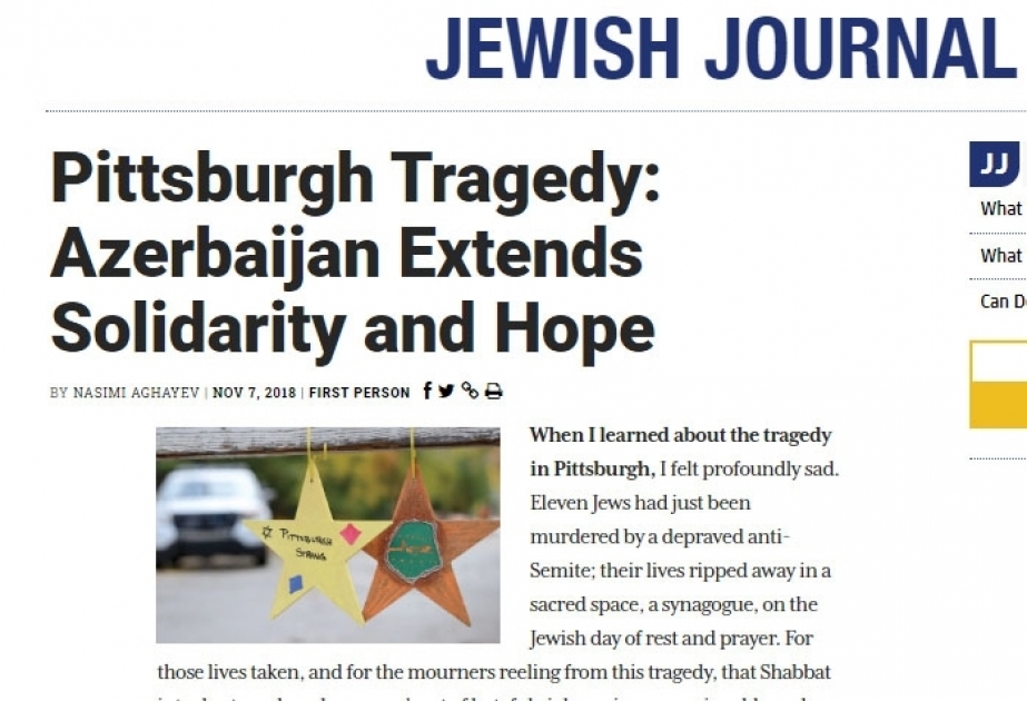 U.S. Jewish Journal newspaper publishes Azerbaijani Consul General’s article