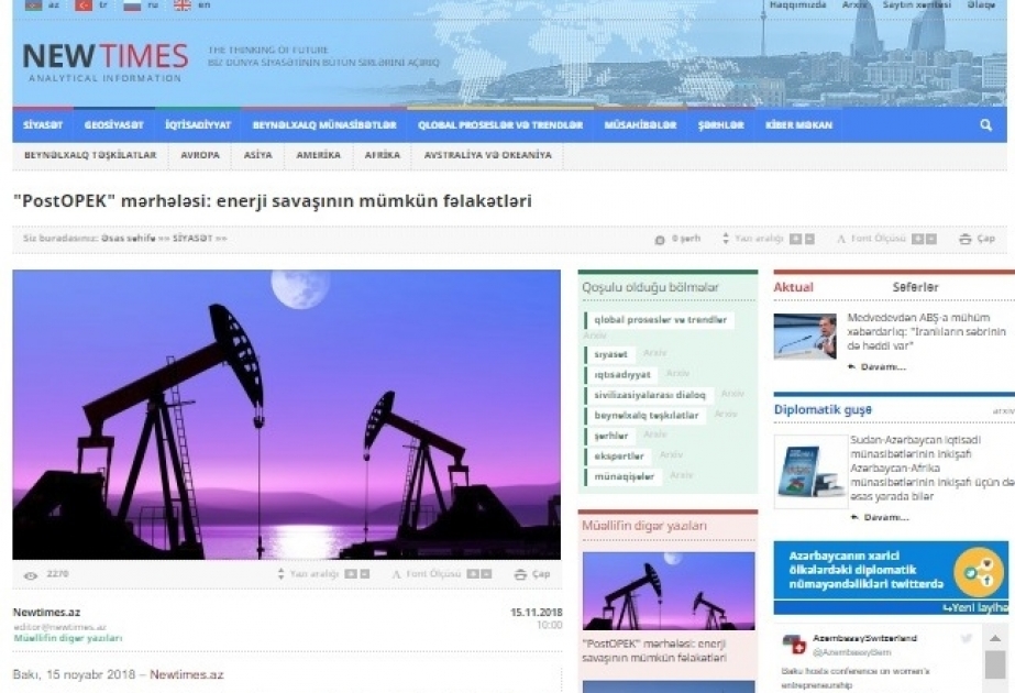 “PostOPEC” mərhələsi: enerji savaşının mümkün fəlakətləri