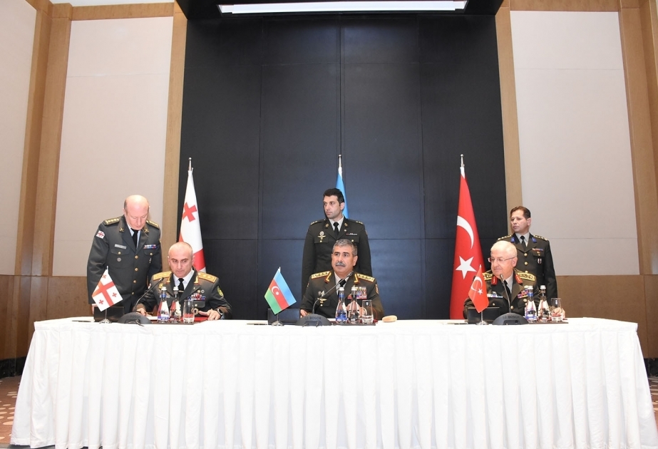 Azerbaijan’s Defense Minister, chiefs of general staffs of Turkey and Georgia sign joint protocol on results of trilateral meeting VIDEO