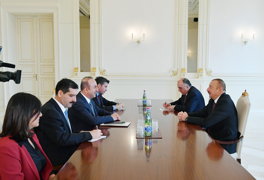 President Ilham Aliyev received Turkish foreign minister VIDEO