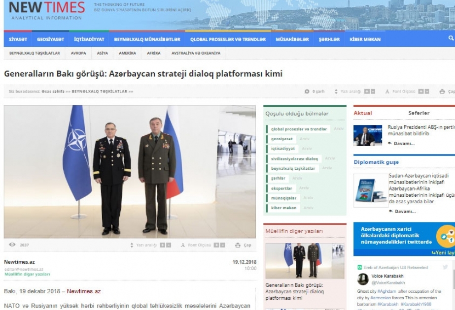 Generalların Bakı görüşü: Azərbaycan strateji dialoq platforması kimi