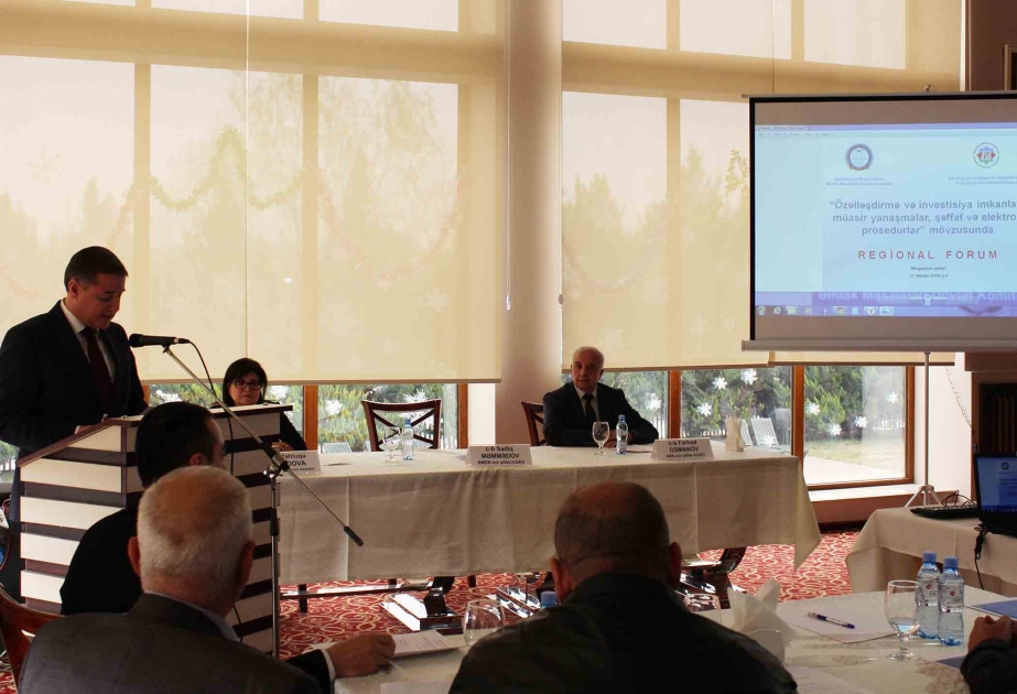 Mingəçevirdə “Özəlləşdirmə və investisiya imkanları, müasir yanaşmalar, şəffaf və elektron prosedurlar” mövzusunda forum təşkil olunub