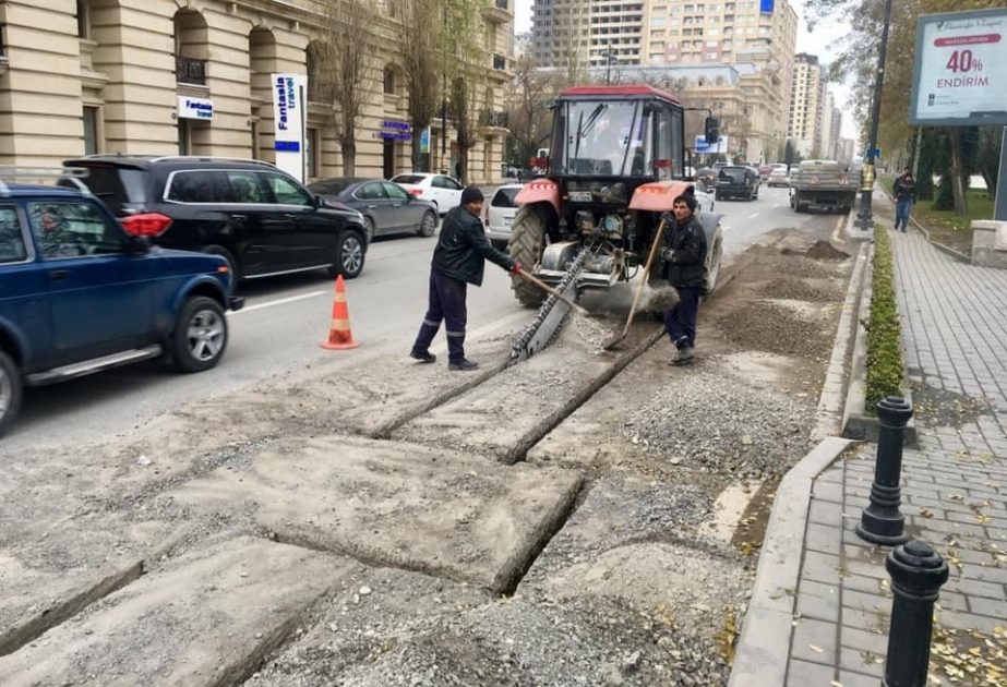Paytaxtın bəzi küçələrində yeni yağış-kanalizasiya xətləri çəkilir