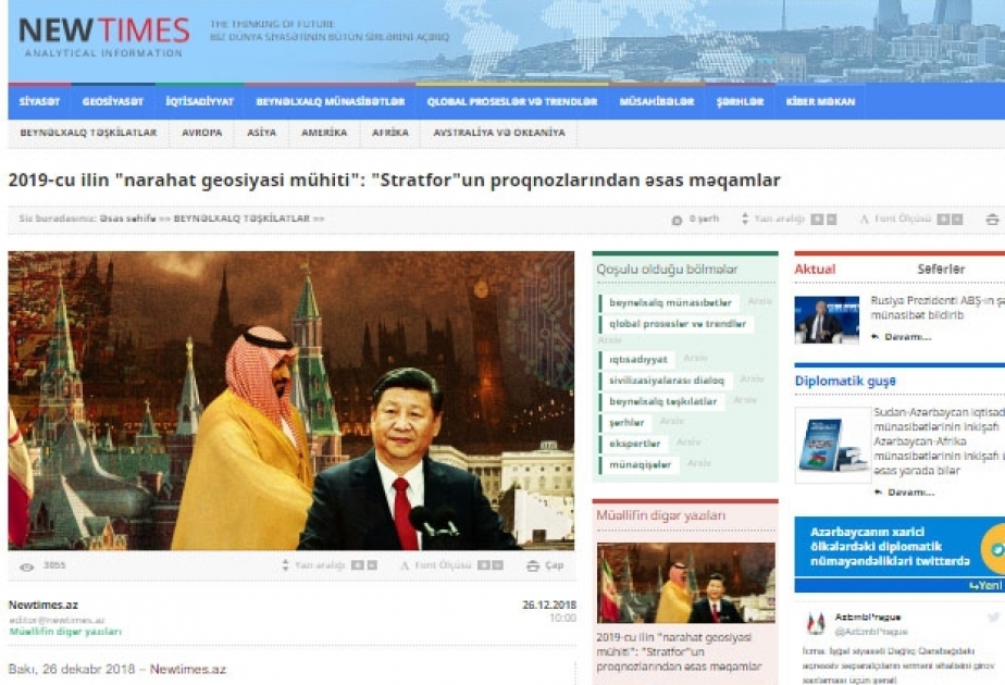 2019-cu ilin “narahat geosiyasi mühiti”: “Stratfor”un proqnozlarından əsas məqamlar