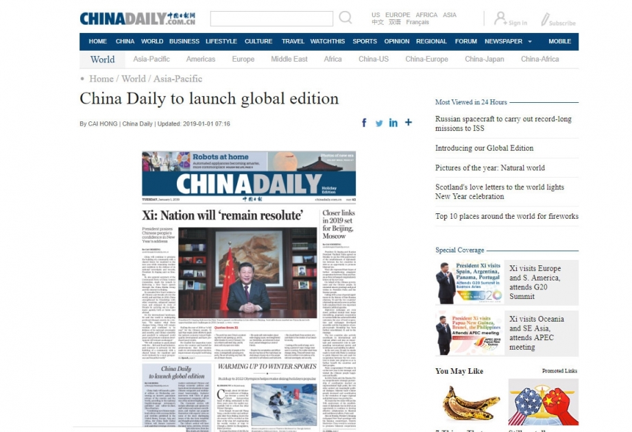 China Daily to launch global edition