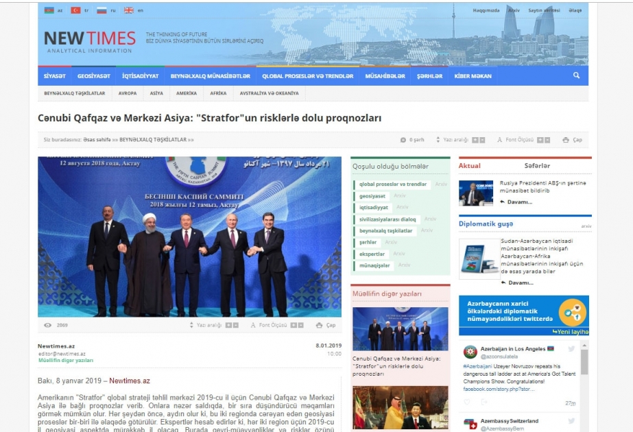 Cənubi Qafqaz və Mərkəzi Asiya: "Stratfor"un risklərlə dolu proqnozları