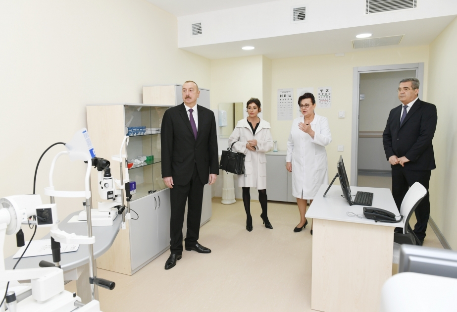 El líder Ilham Aliyev asistió a la ceremonia de inauguración del hospital recién construido en el asentamiento de Gobustán del distrito de Garadaj