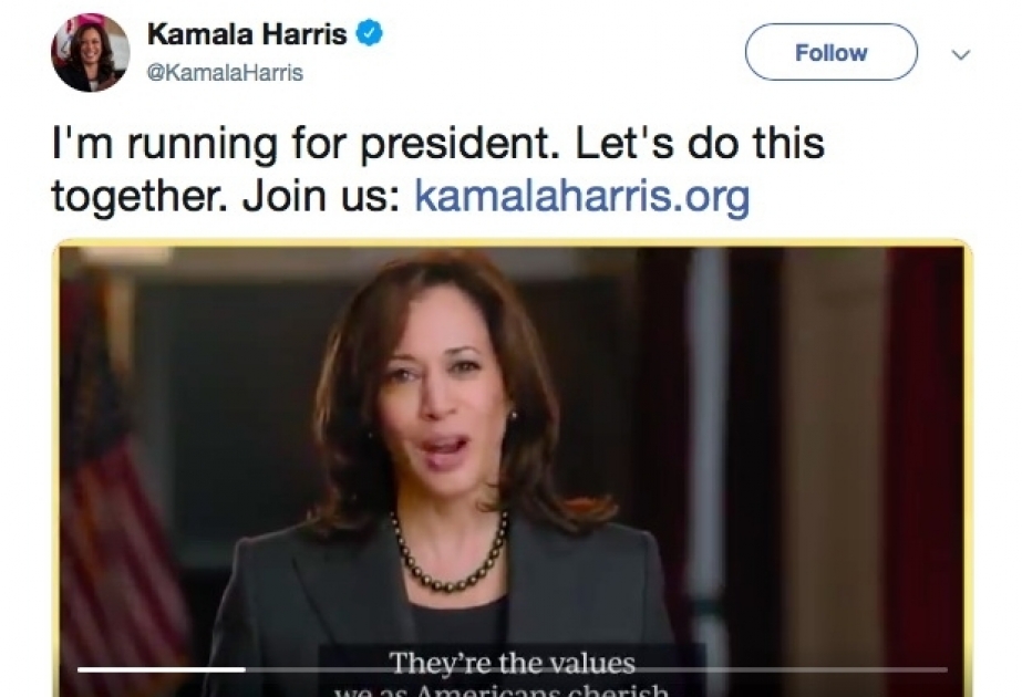 Senator Kamala Harris ABŞ prezidentliyinə namizədliyini rəsmən elan edib