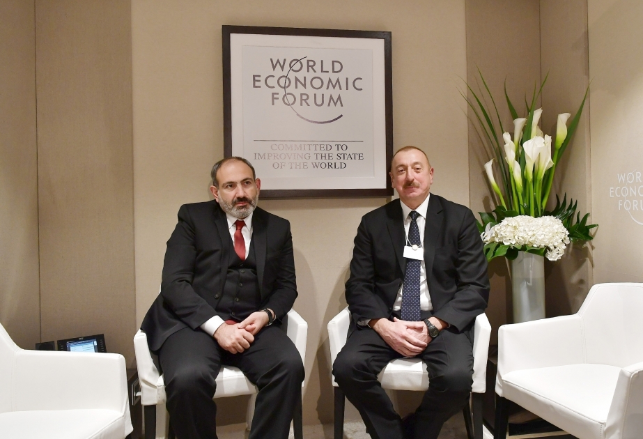 President Ilham Aliyev and Armenian Prime Minister Nikol Pashinyan held informal meeting in Davos VIDEO