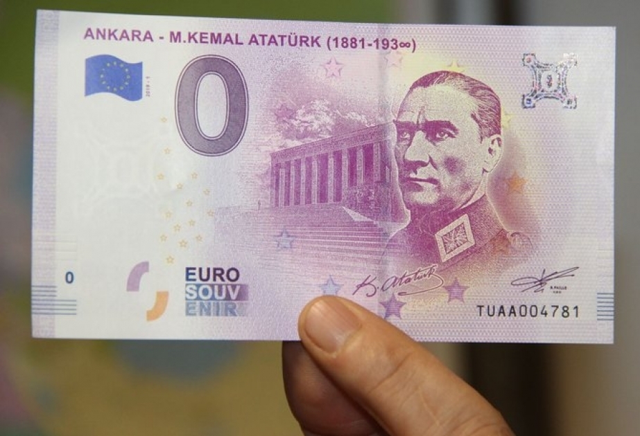 Avropa Mərkəzi Bankı Mustafa Kamal Atatürkün şəkli olan simvolik avro çap edib
