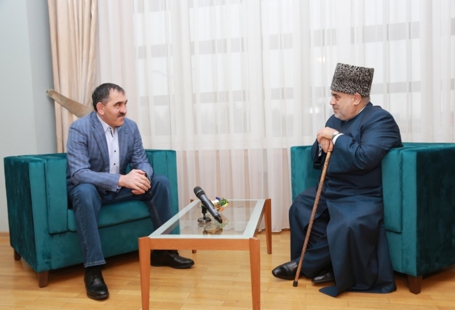 لقاء بين رئيس الإدارة الدينية لمسلمي القوقاز ورئيس جمهورية انغوشيتيا بأوسيتيا الشمالية