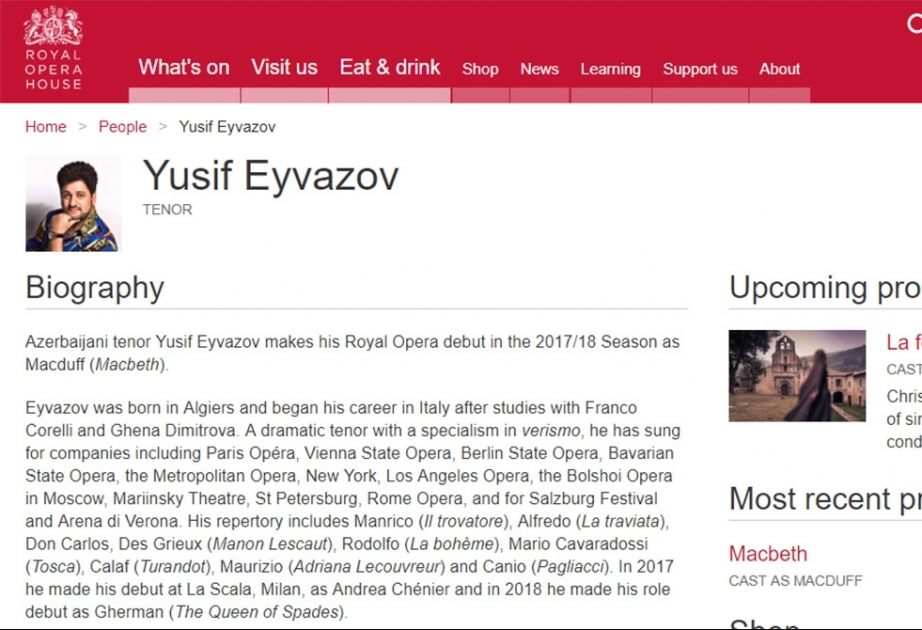 Azərbaycanlı tenor Paris Operasının səhnəsində