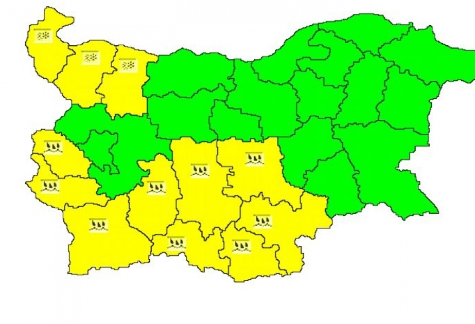 Bolqarıstanın 12 bölgəsində “sarı” təhlükə kodu elan olunub