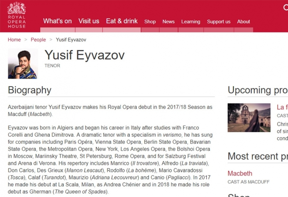 Un ténor azerbaïdjanais se produira sur la scène de la Salle Gaveau à Paris