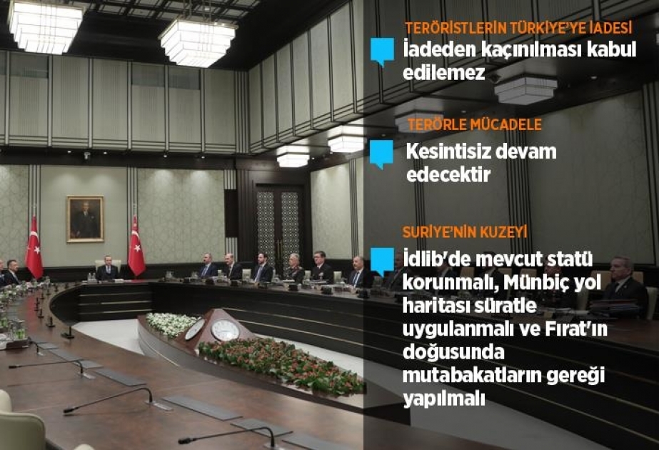 Türkiyə Prezidenti Rəcəb Tayyib Ərdoğanın sədrliyi ilə Milli Təhlükəsizlik Şurasının iclası keçirilib