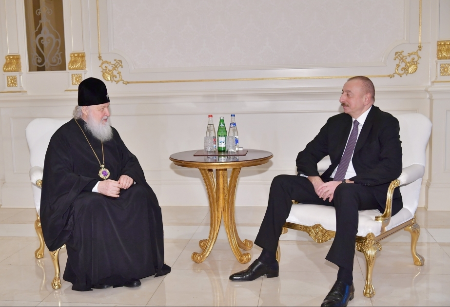 Ilham Aliyev mandatario azerbaiyano se sostuvo un encuentro con el patriarca de Moscú y toda Rusia Kirill