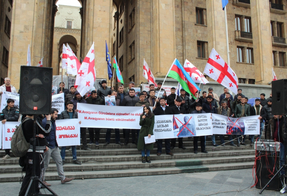 Azərbaycanlı və gürcü gənclər, siyasətçilər Tbilisidə parlamentin binası qarşısında etiraz aksiyası keçiriblər