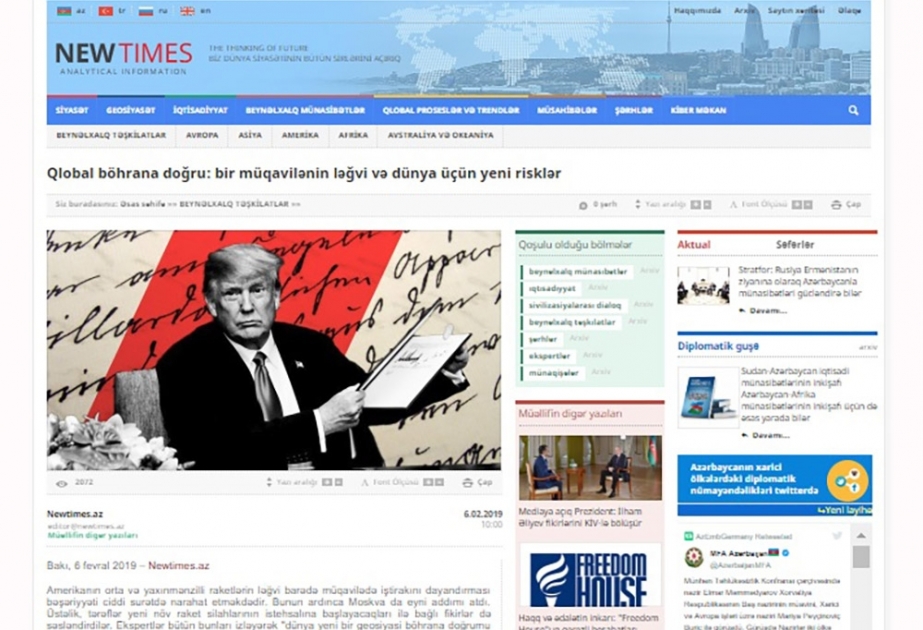 Qlobal böhrana doğru: bir müqavilənin ləğvi və dünya üçün yeni risklər