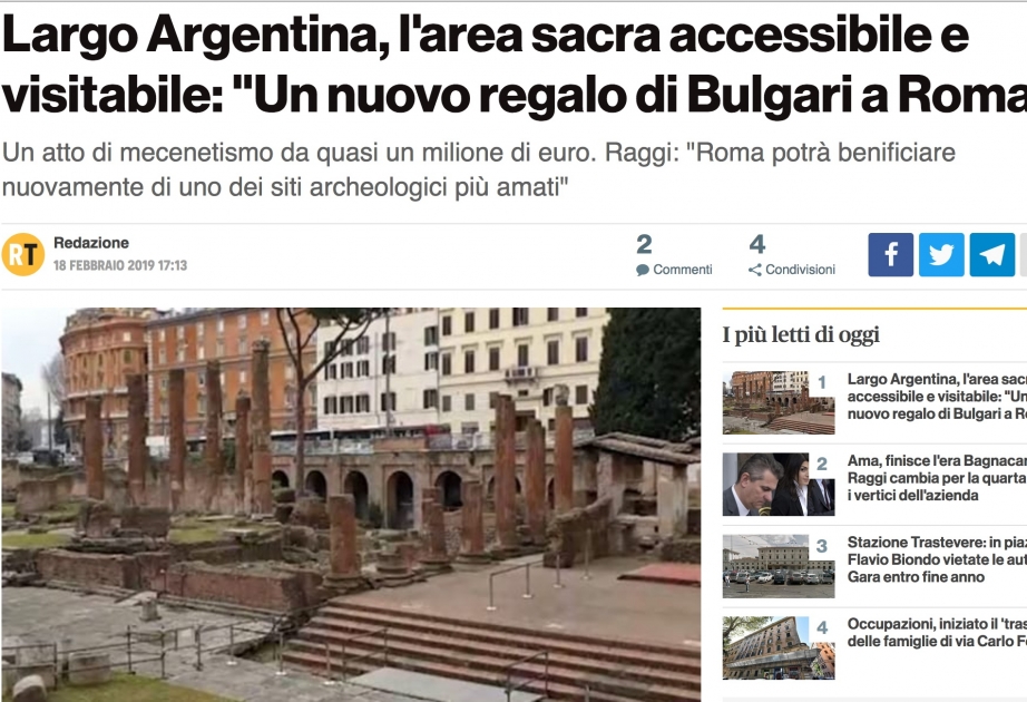 “Largo Argentina” məbəd kompleksi ictimaiyyət üçün açıq olacaq