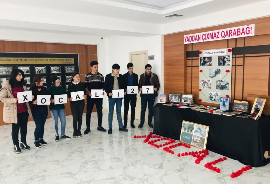 Sabirabad rayon Mədəniyyət Mərkəzində Xocalı soyqırımı ilə bağlı sərgi açılıb