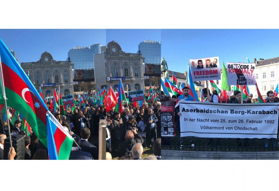 Brüsseldə keçirilən izdihamlı ümumavropa Qarabağ mitinqində soydaşlarımız Xocalıya ədalət tələb ediblər