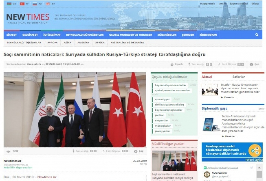 Soçi sammitinin nəticələri: Suriyada sülhdən Rusiya-Türkiyə strateji tərəfdaşlığına doğru