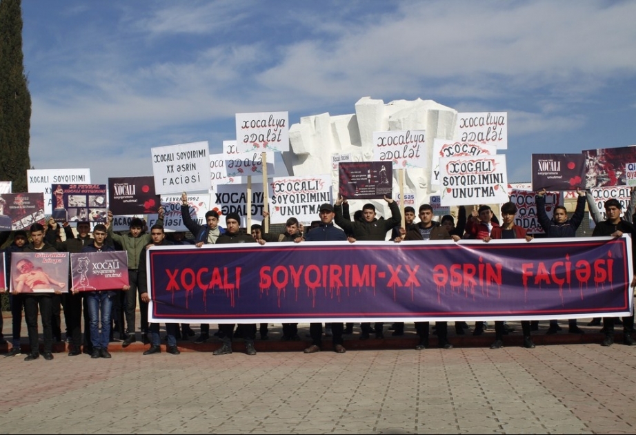 Xocalı soyqırımının ildönümü ilə bağlı keçirilən yürüşdə minlərlə tərtərli iştirak edib